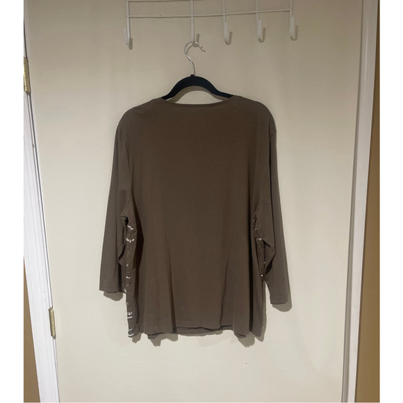 NWOT Women’s Chico's Plus Size 3/ XL Brown Silver Embellished Tunic Top - Picture 8 of 8